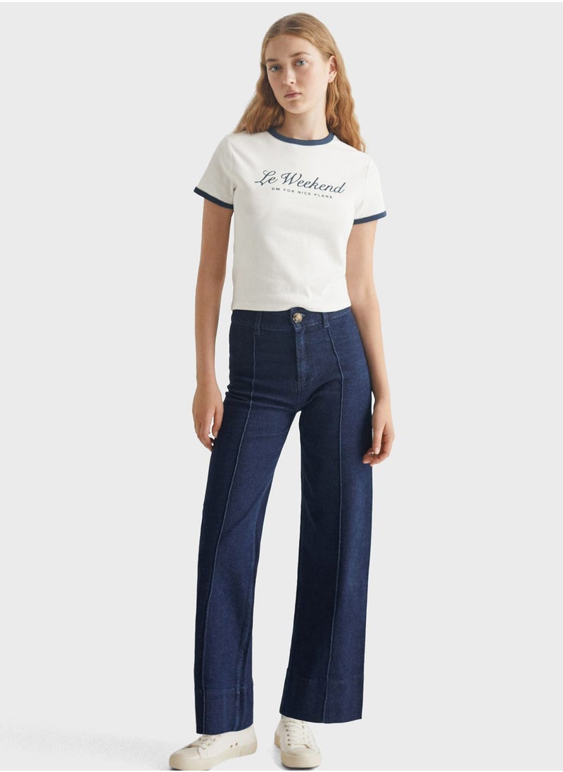 MANGO - Youth Text Print Crop Top - Image 1