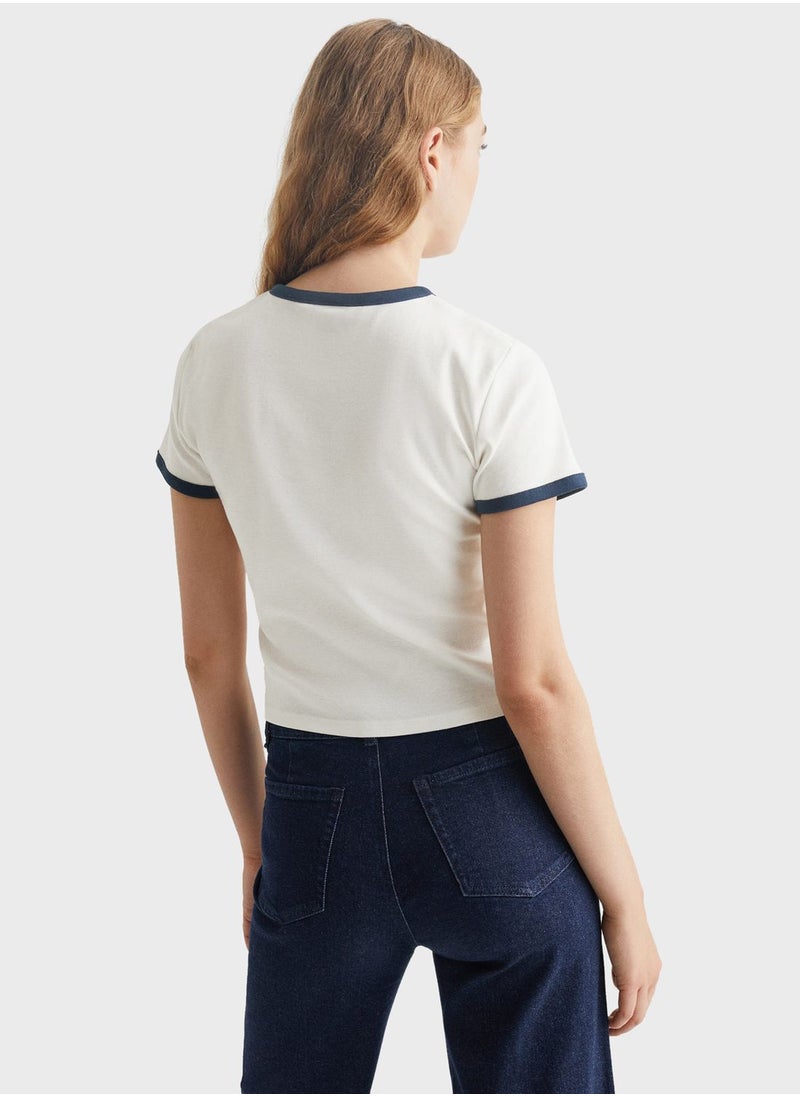 MANGO - Youth Text Print Crop Top - Image 1