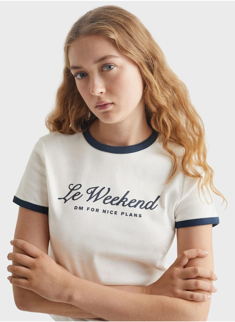 MANGO - Youth Text Print Crop Top - Image 1