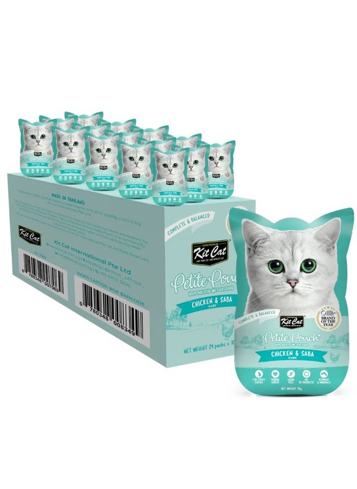 Kit Cat Kit Cat Petite Pouch 70g – Chicken & Saba 24pcs  - Image 1