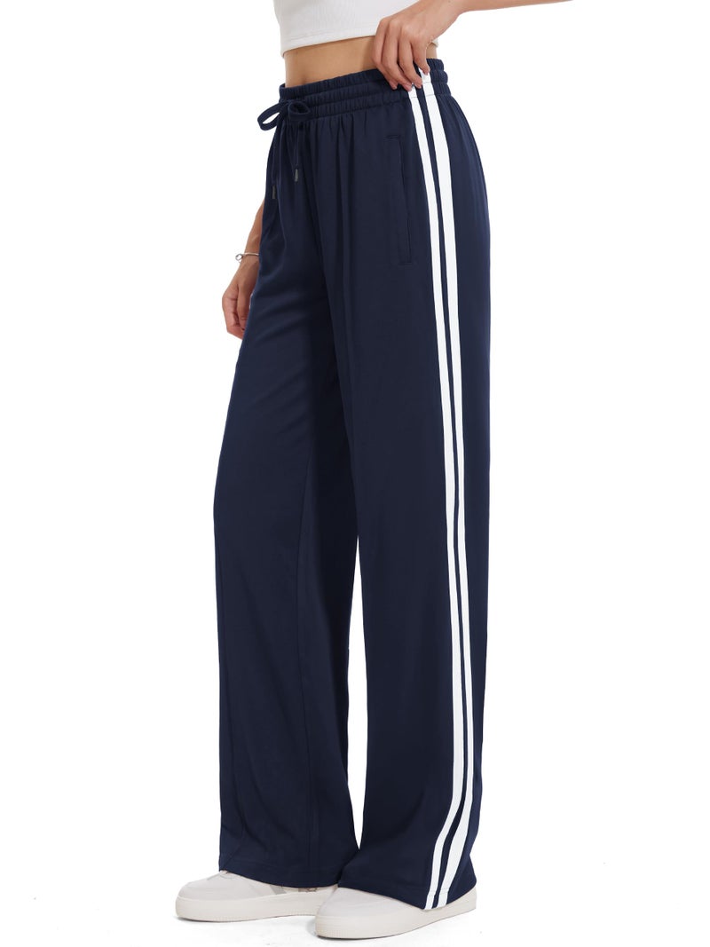 Tapata Women's 32" Inseam Long Track Pants Loose Straight Leg Jogging Sweatpants Warm-Up Sports Athletic Running, Navy Blue, S - Image 1