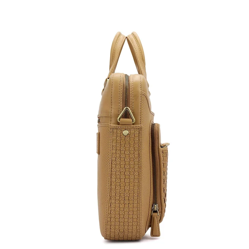 Da Milano beige Imprint Laptop Bag (S)  | Best Price UAE