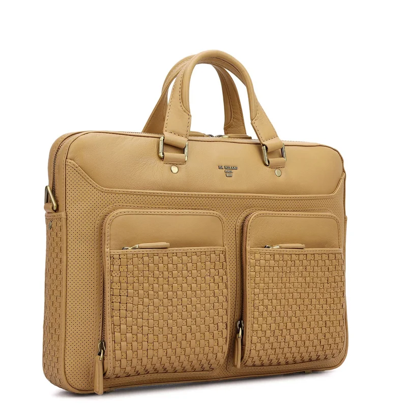 Da Milano beige Imprint Laptop Bag (S)  | Best Price UAE