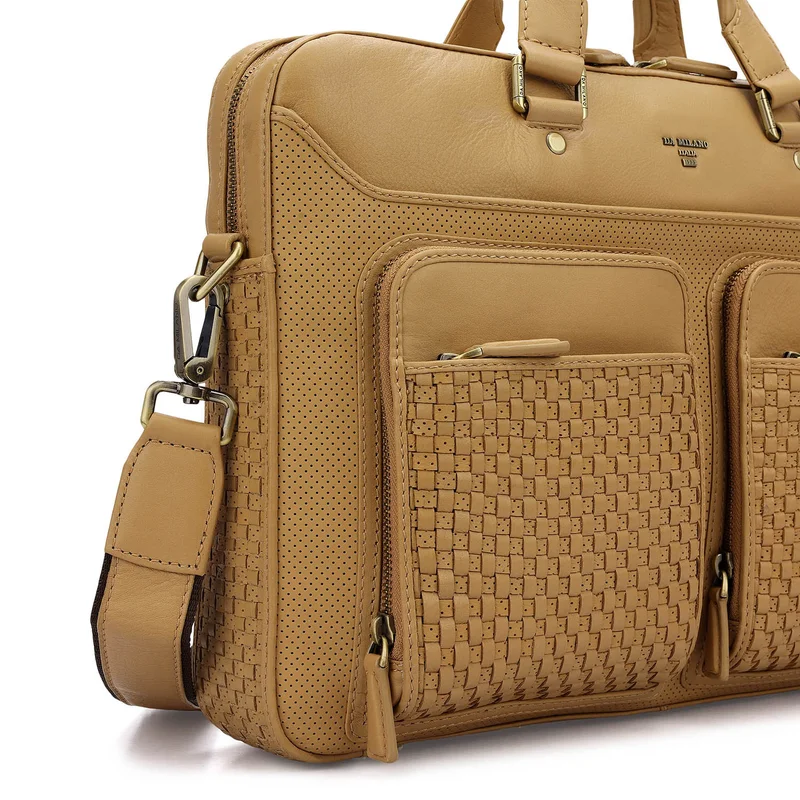 Da Milano beige Imprint Laptop Bag (S)  | Best Price UAE
