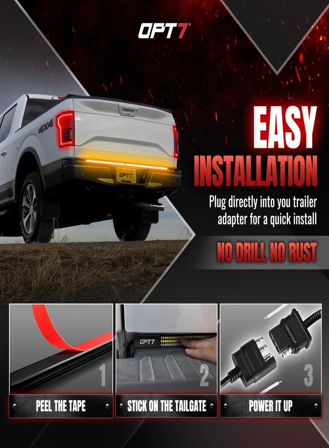 OPT7 شريط إضاءة LED ثلاثي الصفوف من ريدلاين بارلوكس OPT7 بطول 48 بوصة مع إشارة انعطاف متتابعة باللون الكهرماني - شريط إضاءة من الألومنيوم الصلب المقاوم للعوامل الجوية لسيارة كولورادو فرونتير رينجر - وظائف كاملة للرجوع للخلف والفرامل والتشغيل - Image 3