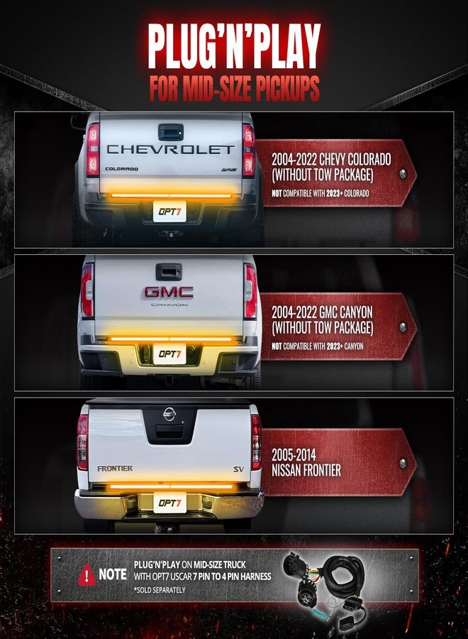 OPT7 شريط إضاءة LED ثلاثي الصفوف من ريدلاين بارلوكس OPT7 بطول 48 بوصة مع إشارة انعطاف متتابعة باللون الكهرماني - شريط إضاءة من الألومنيوم الصلب المقاوم للعوامل الجوية لسيارة كولورادو فرونتير رينجر - وظائف كاملة للرجوع للخلف والفرامل والتشغيل - Image 4