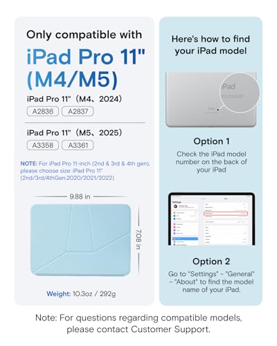 MOFT Dynamic Folio Case for iPad Pro 11 inch M5 2025 M4 2024 Slim Magnetic Stand Case with 20 Viewing Angles Auto WakeSleep Ultra Thin Soothing Mist x Misty Cove - Image 3