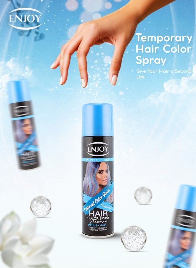 إنجوي ENJOY سبراي تلوين الشعر المؤقت – أزرق | لون حيوي قابل للغسل | 150 مل - Image 3