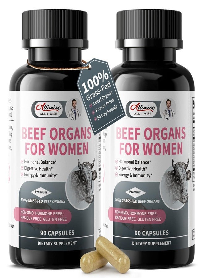 مكمل غذائي من أعضاء البقر من أليوايز للنساء - عبوة من كبسولتين - يدعم التوازن الهرموني الأنثوي والطاقة والصحة العامة، مركب أعضاء البقر الذي يتغذى على العشب بنسبة 100%: الكبد والرحم* والقلب و3 أعضاء أخرى، (كبسولتان يومياً) - Image 1