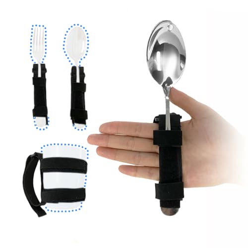 AOSSA Universal Cuff Adaptive Utensil Holder for Elderly Adults Eating Handicap Utensils Feeding Therapy Tools (3 PCS) Adaptive Holder Cups Spoon Fork Gadgets for Arthritic Hands Parkinsons Patients Gifts - Image 1