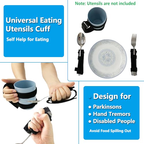 AOSSA Universal Cuff Adaptive Utensil Holder for Elderly Adults Eating Handicap Utensils Feeding Therapy Tools (3 PCS) Adaptive Holder Cups Spoon Fork Gadgets for Arthritic Hands Parkinsons Patients Gifts - Image 2