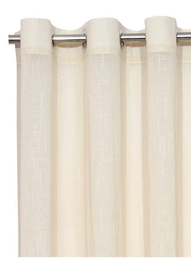 LINENWALAS Cotton Linen Solid Sheer Curtain Set With Grommet Curtains Rings Non Blackout Long Door Curtain - Set Of 3 (White-Natural Linen-White) 4.5Ft X9Ft - Image 2