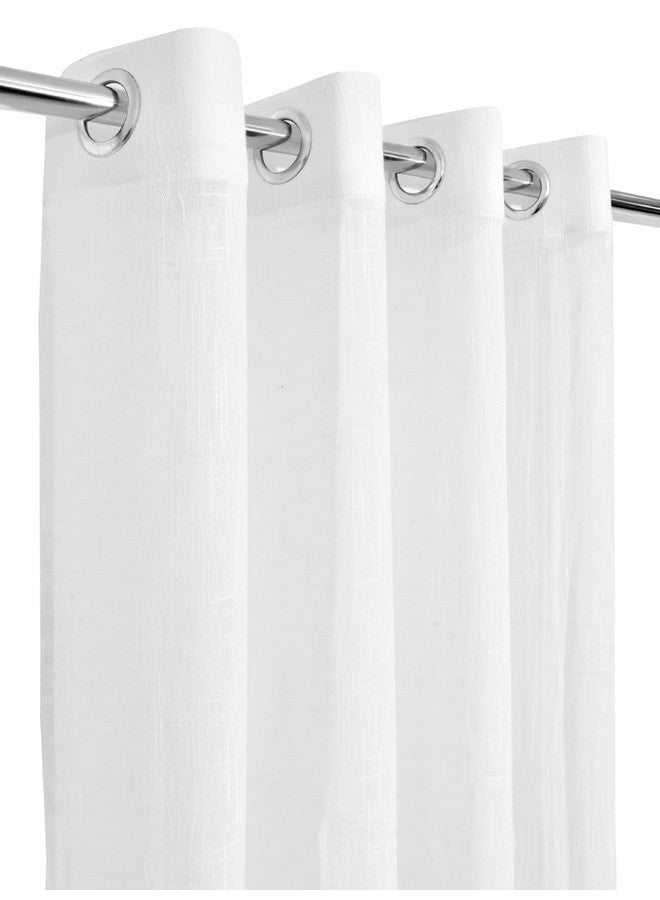 LINENWALAS Cotton Linen Solid Sheer Curtain Set With Grommet Curtains Rings Non Blackout Long Door Curtain - Set Of 3 (White-Natural Linen-White) 4.5Ft X9Ft - Image 5