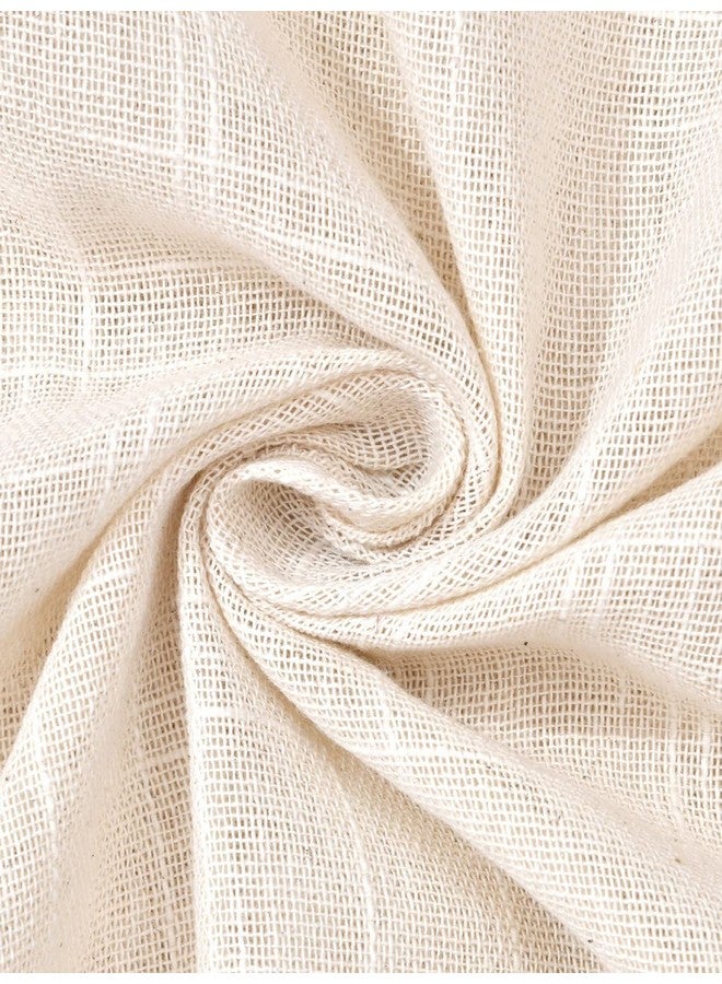 LINENWALAS Cotton Linen Solid Sheer Curtain Set With Grommet Curtains Rings Non Blackout Long Door Curtain - Set Of 3 (White-Natural Linen-White) 4.5Ft X9Ft - Image 4