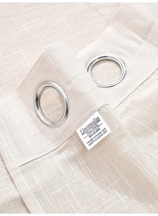 LINENWALAS Cotton Linen Solid Sheer Curtain Set With Grommet Curtains Rings Non Blackout Long Door Curtain - Set Of 3 (White-Natural Linen-White) 4.5Ft X9Ft - Image 3