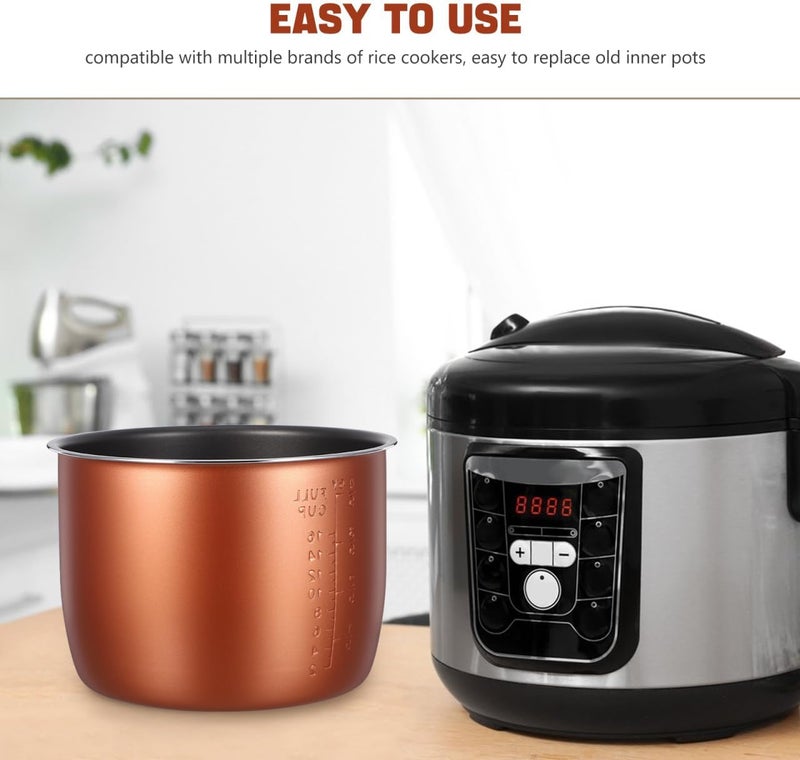 Pretyzoom Non-Stick Rice Cooker Inner Pot Replacement Aluminum Inner Pan for Rice Cooker with Scale Dishwasher Safe Easy-Clean Cooking Bowl Scratch-Resistant Spare Part for Home Cooking - Image 3