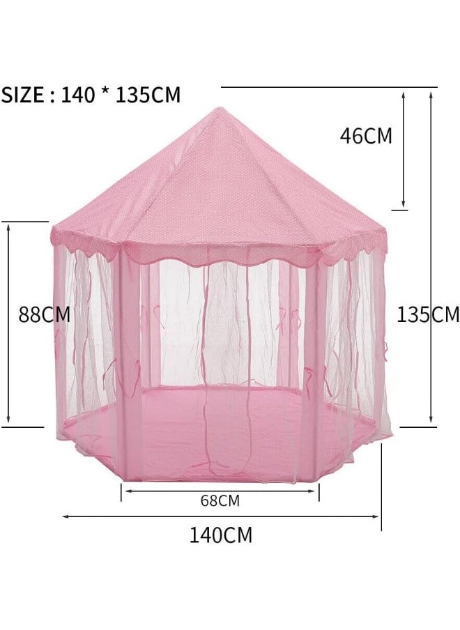 GO2CAMPS GO2CAMPS Princess Castle Play House Game Tent For Girls Indoor and Outdoor Toy- 140x135x140 CM | Princess castle Hexagonal Children's Tent | Kids Play House Tent, Birthday Gift For Girls  - Image 3