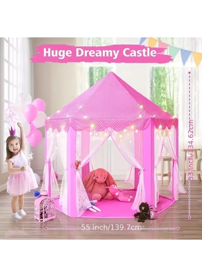 GO2CAMPS GO2CAMPS Princess Castle Play House Game Tent For Girls Indoor and Outdoor Toy- 140x135x140 CM | Princess castle Hexagonal Children's Tent | Kids Play House Tent, Birthday Gift For Girls  - Image 2