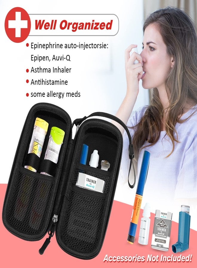 MEDMAX Epipen Medical Carrying Case, Hard Shell EVA Shock Absorption Travel Medication Organizer Bag Emergency Medical Pouch Holds 2 EpiPens, Asthma Inhaler, Auvi-Q, Allergy Medicine Essentials (Red) - Image 2