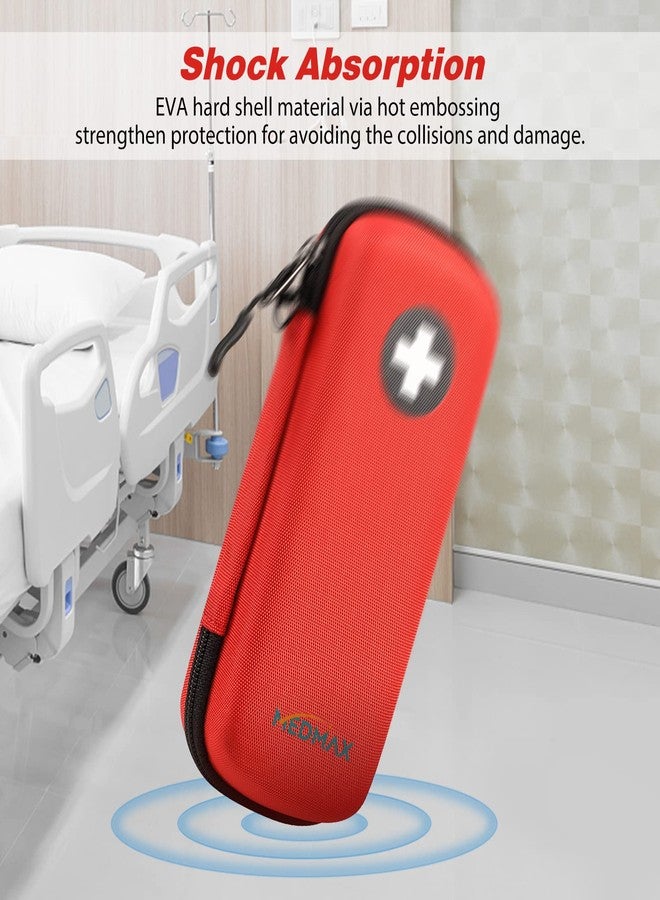 MEDMAX Epipen Medical Carrying Case, Hard Shell EVA Shock Absorption Travel Medication Organizer Bag Emergency Medical Pouch Holds 2 EpiPens, Asthma Inhaler, Auvi-Q, Allergy Medicine Essentials (Red) - Image 3