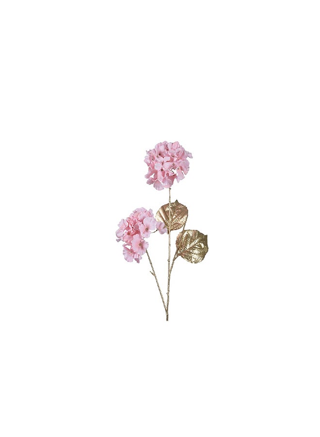 Kaemingk Decoris Hydrangea On Stem Polyester with Matt Gold Champange Leaf Blush Pink For Christmas