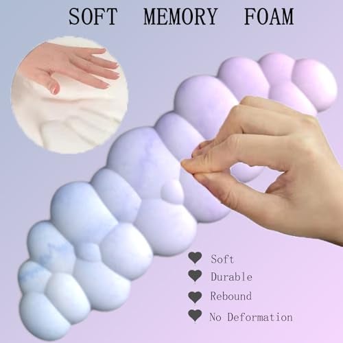 WFCYGL Cloud Mouse Pad and Keyboard Wrist Rest 4PCS Extended Large Desk Mat Pad Set Memory Foam NonSlip Ergonomic Gaming Mouse Pad Wrist Support for Computer Laptop Home Office Cute Pink Blue Sky - Image 3