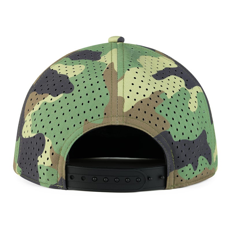 FEINION Men Flat Brim Adjustable Performance Hat Snapback Laser Perforated Baseball Cap (Green Camouflage) - Image 5