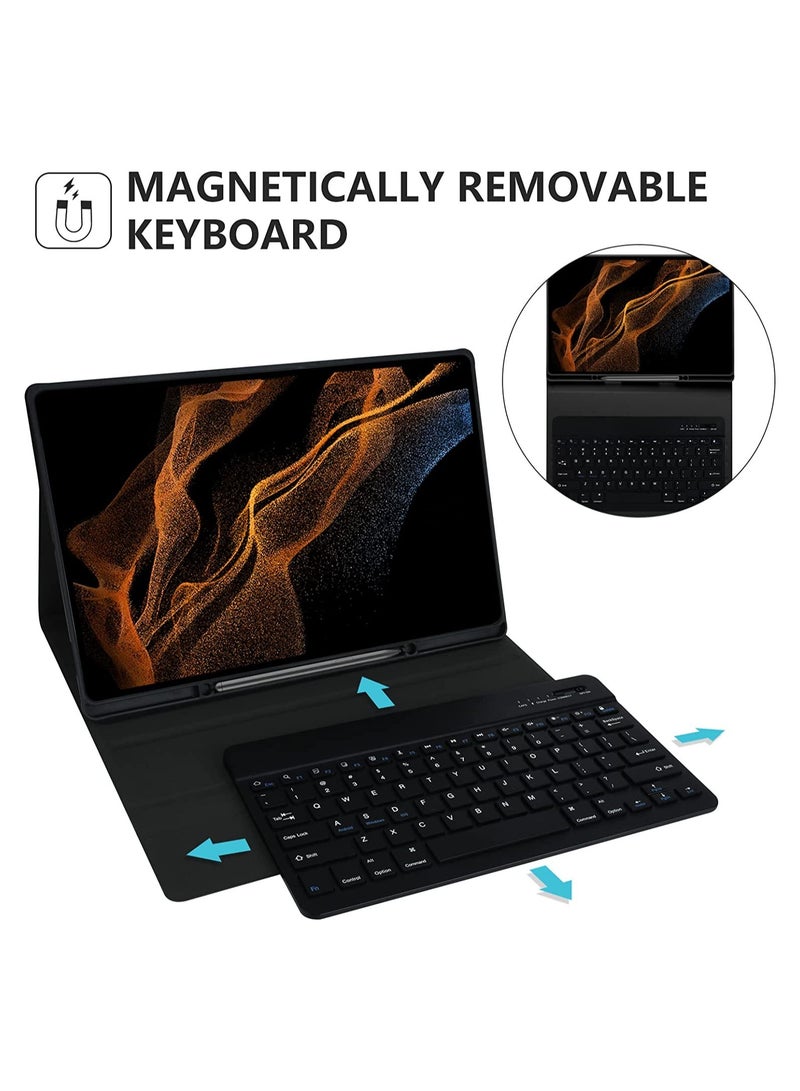 ELTRAZONE Keyboard Case for Samsung Galaxy Tab S8 Ultra 14.6 inch 2022, Magnetically Detachable Bluetooth Keyboard, Slim Lightweight Stand Cover with S Pen Holder - Image 3