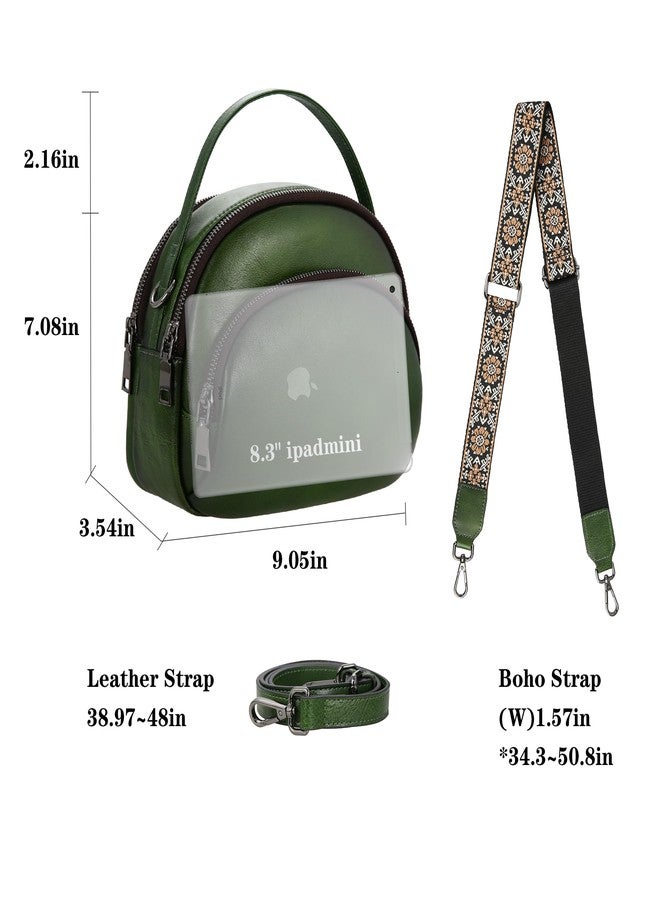HESHE Genuine Leather Crossbody Bags Leather Purses for Women Vintage Small Shoulder Handbags with Multi-Pockets (Green) - Image 4