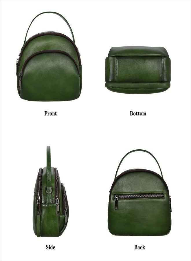 HESHE Genuine Leather Crossbody Bags Leather Purses for Women Vintage Small Shoulder Handbags with Multi-Pockets (Green) - Image 5