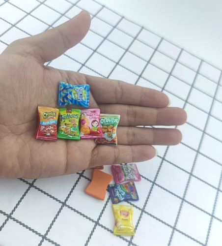 Nuanmu Miniature Drink Bottles Snacks Food Cake Dollhouse Decorations Pretend Play Kitchen Game Party Toys (Snack 10pcs) - Image 3