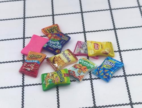 Nuanmu Miniature Drink Bottles Snacks Food Cake Dollhouse Decorations Pretend Play Kitchen Game Party Toys (Snack 10pcs) - Image 2
