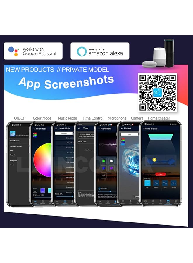 erorex 65.6Ft 20M Wifi Led Strip Lights App And Remote Control Rgb 5050 Color Changing Indoor Outdoor String Light - Image 4