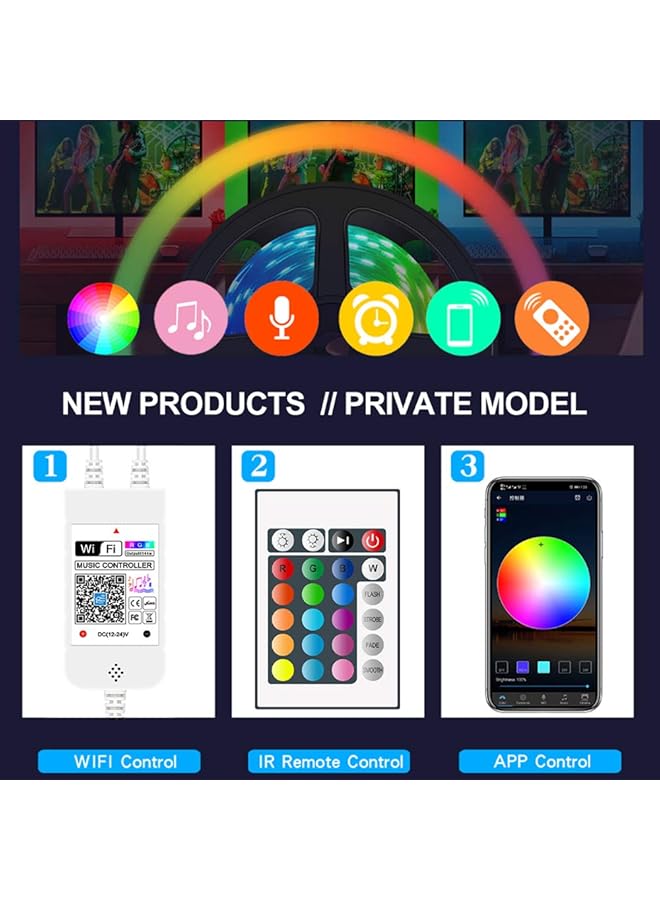 erorex 65.6Ft 20M Wifi Led Strip Lights App And Remote Control Rgb 5050 Color Changing Indoor Outdoor String Light - Image 3