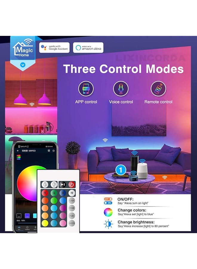 erorex 65.6Ft 20M Wifi Led Strip Lights App And Remote Control Rgb 5050 Color Changing Indoor Outdoor String Light - Image 2
