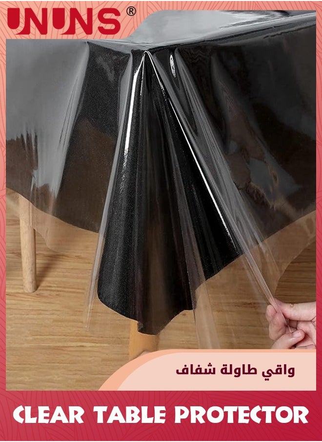 UNUNS Clear Plastic Tablecloth Protector,100% Waterproof Oilproof Stain Resistant Wipeable Rectangle Transparant Vinyl Table Cover,Clear Table Cloth For Indoor Outdoor Dining Table,140x300cm  - Image 1