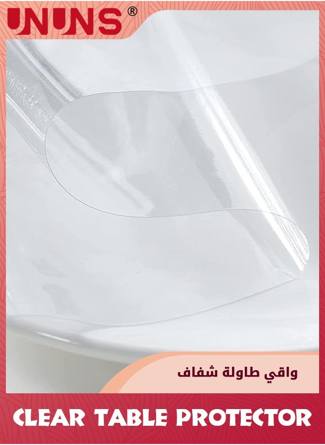 UNUNS Clear Plastic Tablecloth Protector,100% Waterproof Oilproof Stain Resistant Wipeable Rectangle Transparant Vinyl Table Cover,Clear Table Cloth For Indoor Outdoor Dining Table,140x300cm  - Image 3