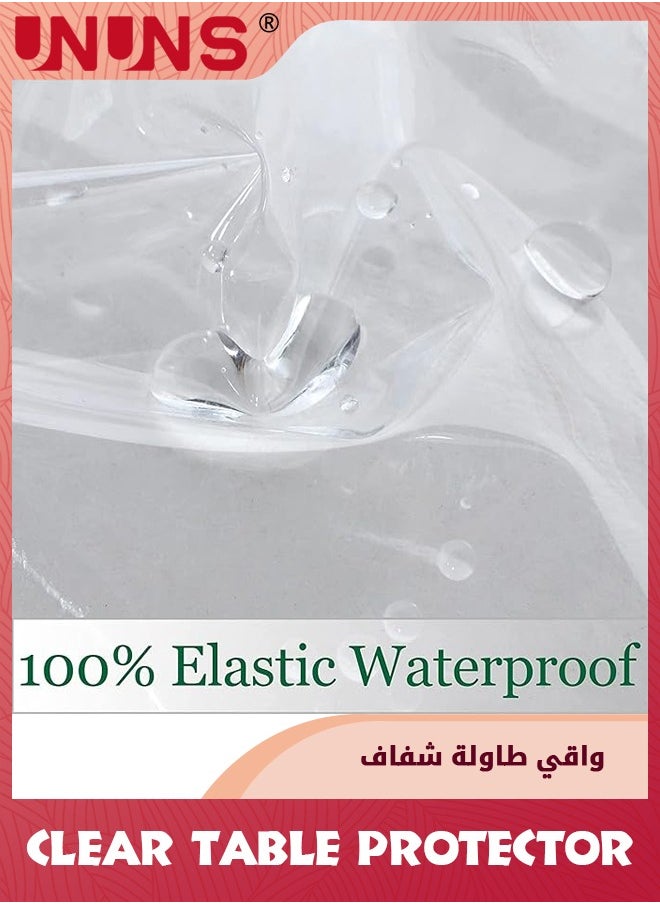 UNUNS Clear Plastic Tablecloth Protector,100% Waterproof Oilproof Stain Resistant Wipeable Rectangle Transparant Vinyl Table Cover,Clear Table Cloth For Indoor Outdoor Dining Table,140x300cm  - Image 4