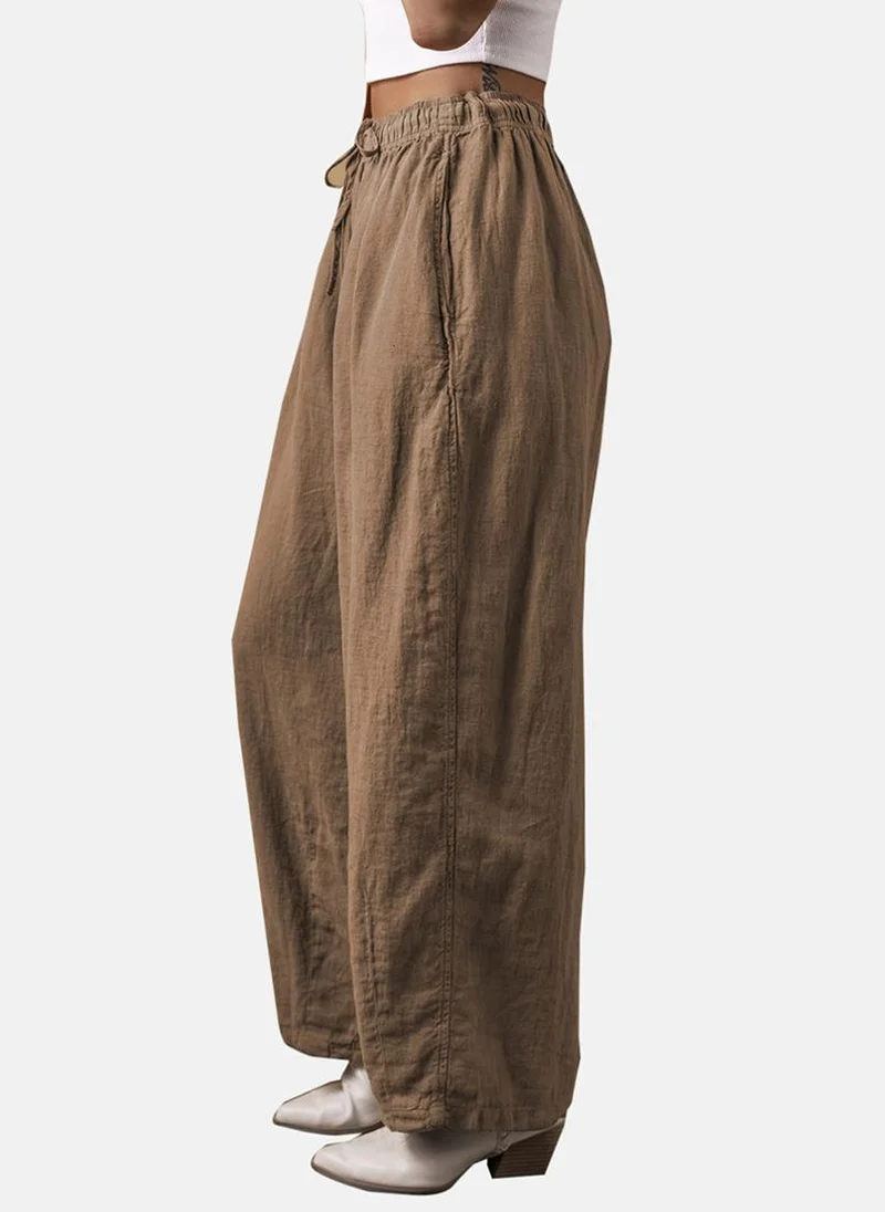 YUNIQEE Beige Plain Casual Trouser