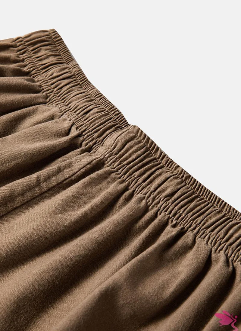 YUNIQEE Beige Plain Casual Trouser