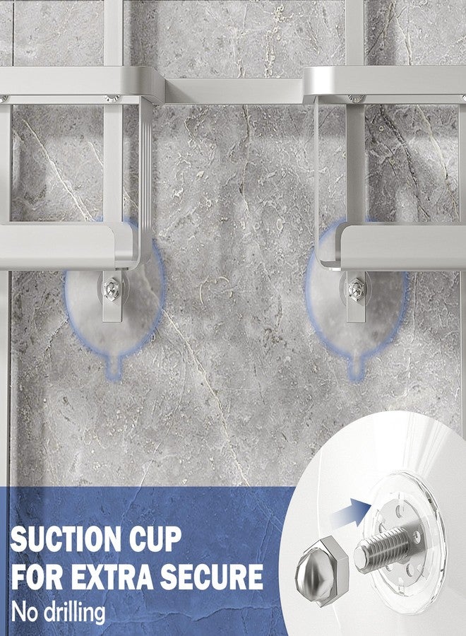 BXINREDA Aluminum Shower Caddy Hanging for Handheld Showerheads, Never Rust Shower Organizer with Hooks Holder Toothbrush Holder，Over Showerhead Caddy for Bathroom - Image 4