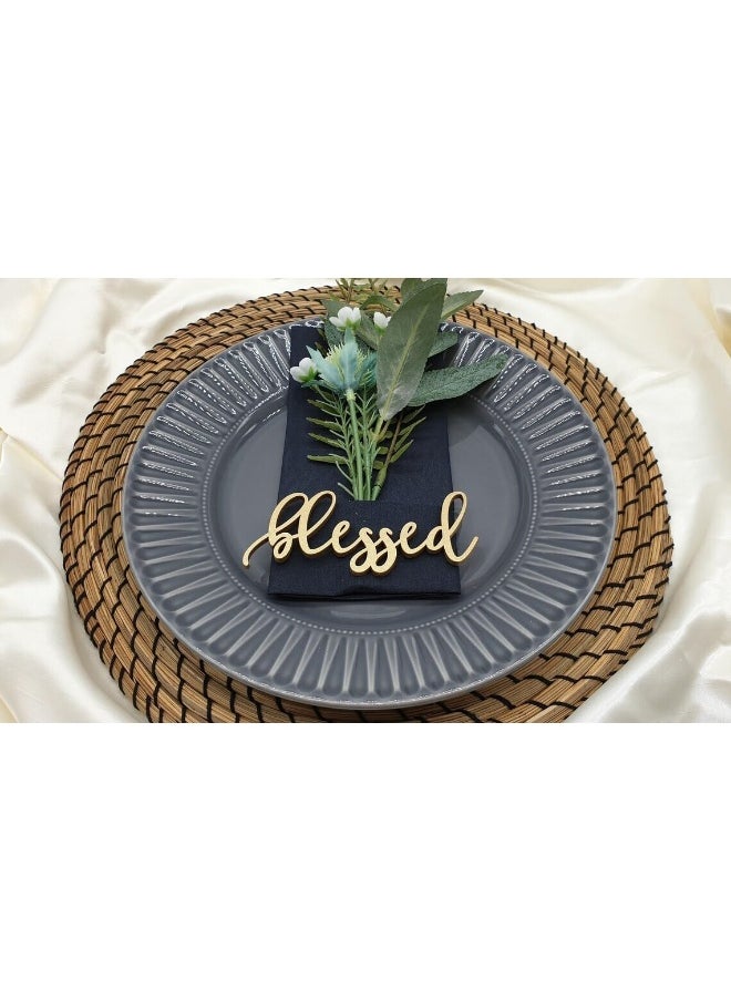 Horoof Home Horoof Home® Gold 'Blessed' Wooden Place Cards  - Image 3