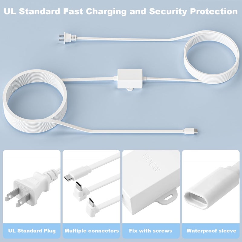 Uogw 20Ft/6m Outdoor Power Adapter Compatible with Wyze Cam V4/V3/V3 Pro/OG,Wyze Cam Pan V3/V2,90Â° Micro USB Extension Cable,Replace The WYZE Plug,Waterproof Flat Power Cable for Your Camera-2Pack - Image 3