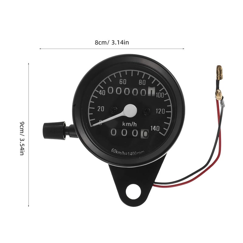 Universal Motorcycle Odometer Speedometer Gauge, Dual Mechanical Speed Meter with Full Metal Black Shell, Motorcycle Instrument for Custom Vintage Motorbike Accessories - Image 2