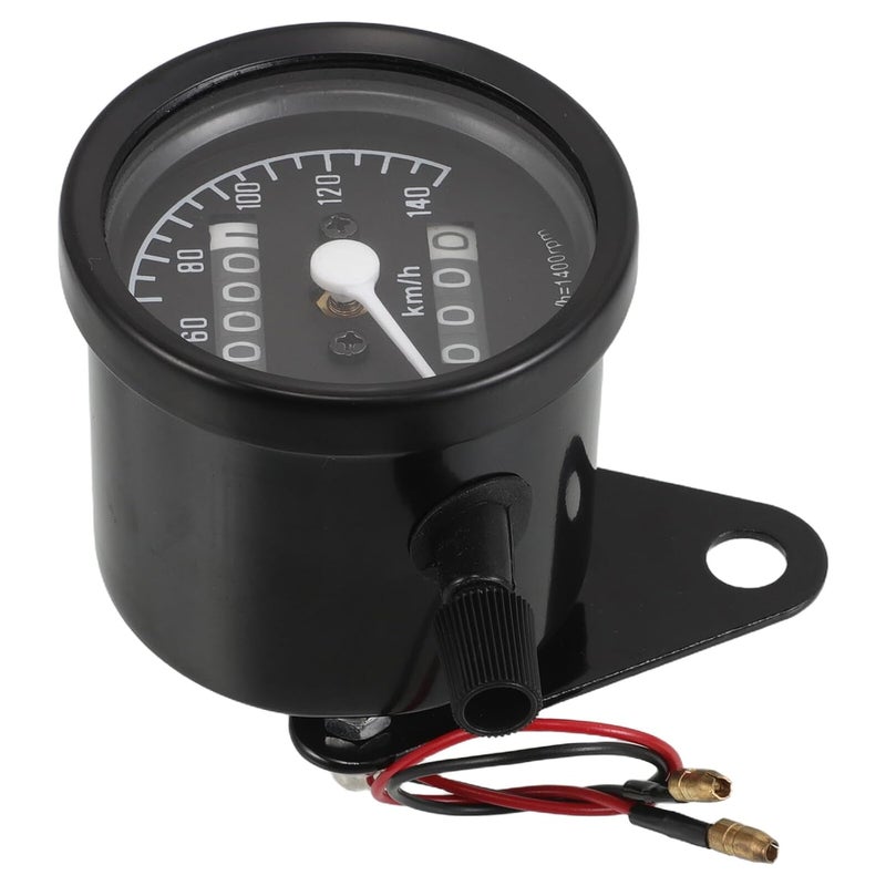 Universal Motorcycle Odometer Speedometer Gauge, Dual Mechanical Speed Meter with Full Metal Black Shell, Motorcycle Instrument for Custom Vintage Motorbike Accessories - Image 1