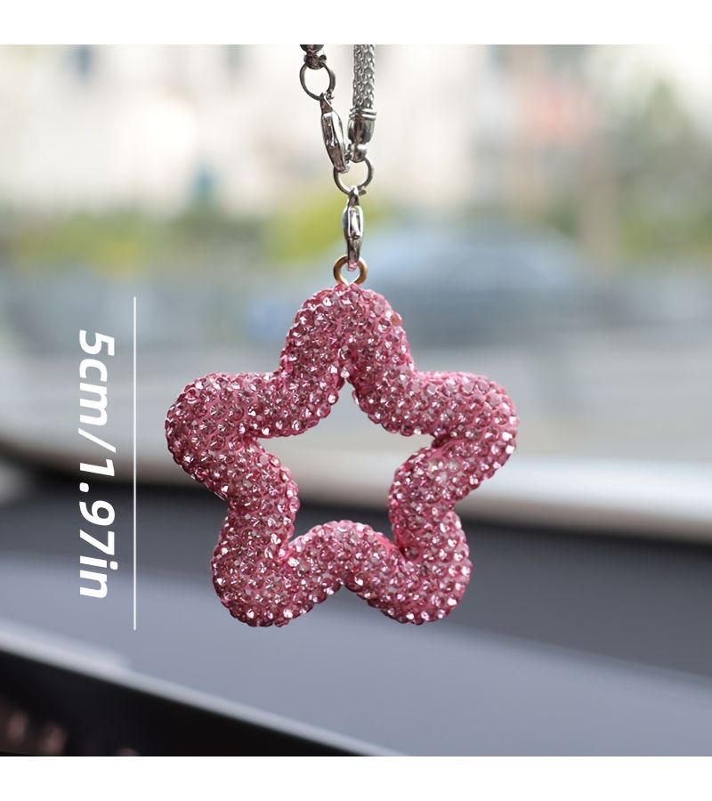 White Clay Pentagram Car Pendant Handmade Interior Decor Holiday Gift - Image 2
