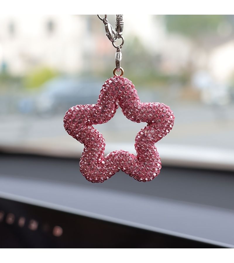 White Clay Pentagram Car Pendant Handmade Interior Decor Holiday Gift - Image 3