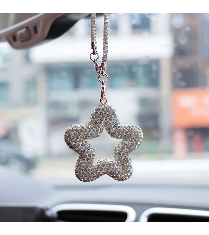 White Clay Pentagram Car Pendant Handmade Interior Decor Holiday Gift - Image 5