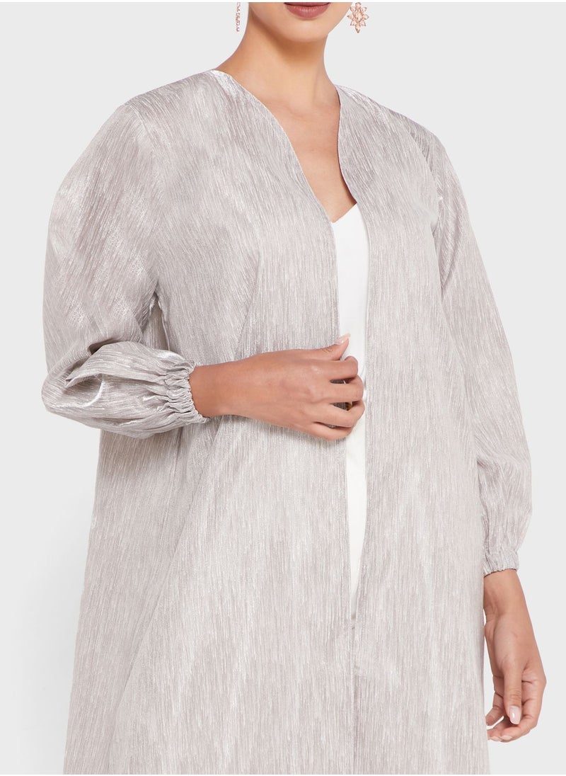 Khizana - Shiny Puff Sleeve Abaya With Sheila - Image 1