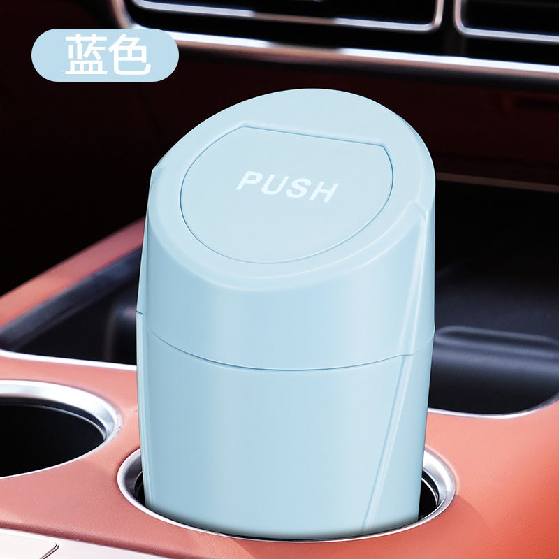 Generic Multi-Functional Car Bin with Lid Mini Trash Can [light blue] car trash can 